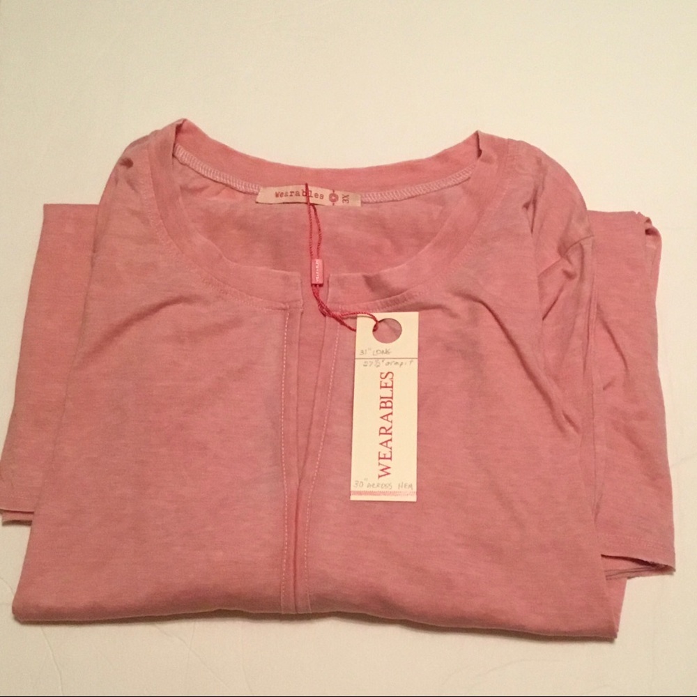 NOT FOR SALE. 3X Wearables T-shirt Open-Neck Pinkish-Salmon